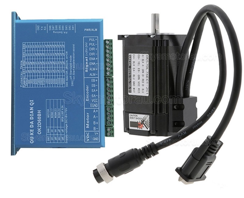 OUKEDA Nema 23 Closed Loop Stepper Motor Kit OK57DL76EC1-2C1+OK2D60BH 2.0 Nm With OK2D60BH Stepper Driver
